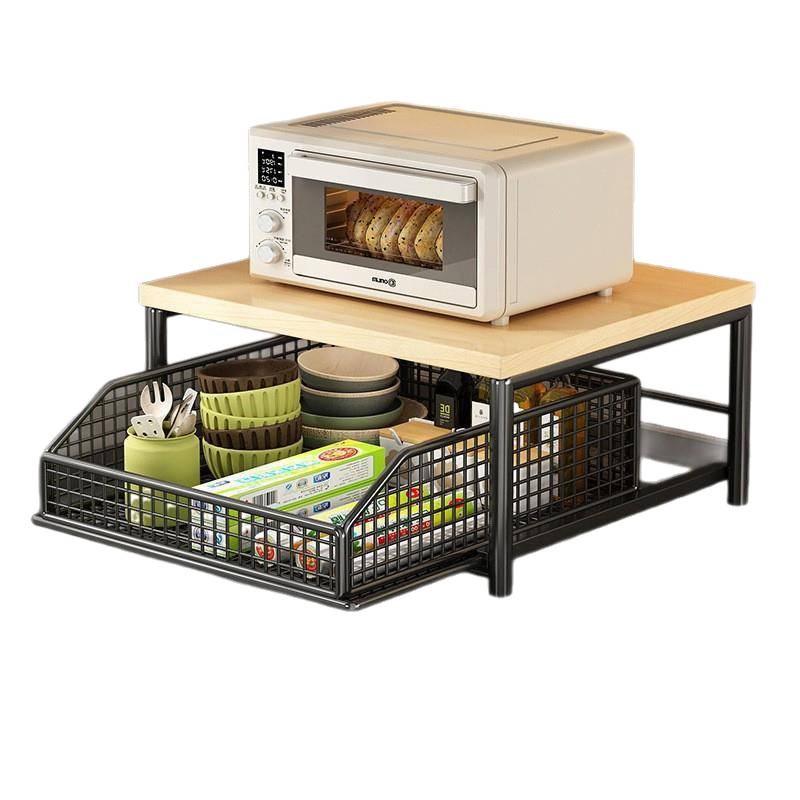 Countertop Kitchen Microwave Rack with Drawer for Oven, Rice Cooker, Air Fryer, and Appliances - Floor Standing Storage Organizer