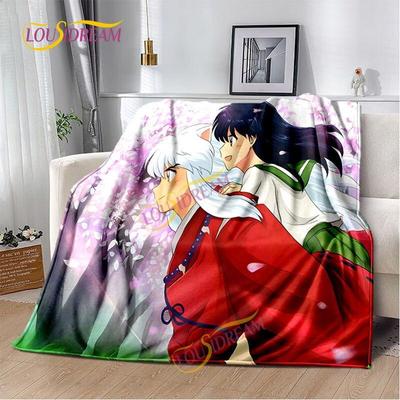 Cobertor Inuyasha quente e confortável para crianças, cobertor de folha de flanela de desenho animado, capa de sofá para caminhadas, escritório para adultos, cobertor para almoço.