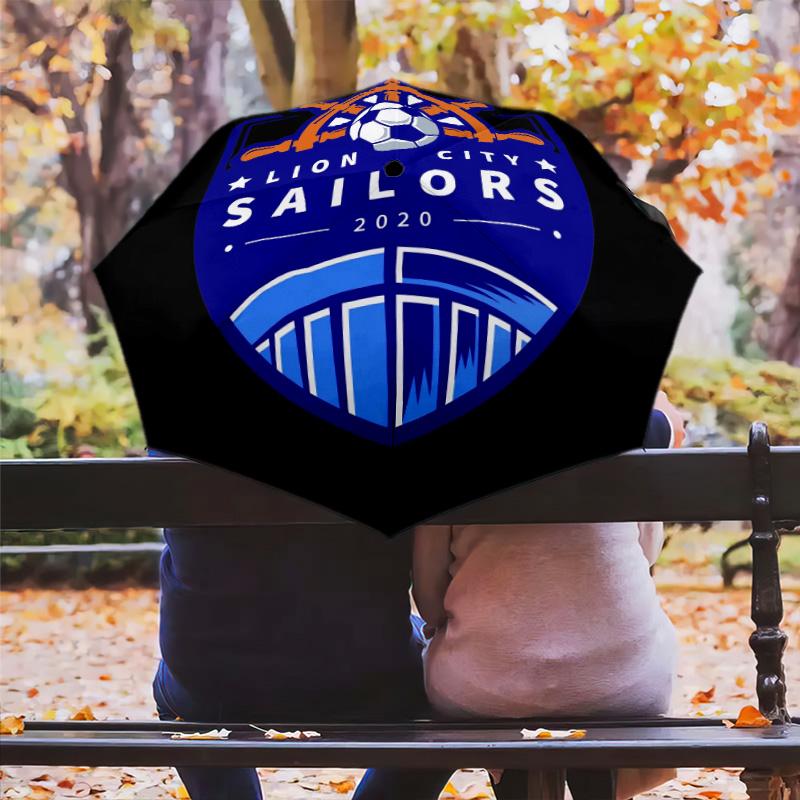 Lion City Sailors Football Club pattern, automatic folding umbrella, portable and foldable design, 8 ribs, a Christmas or birthday gift.
