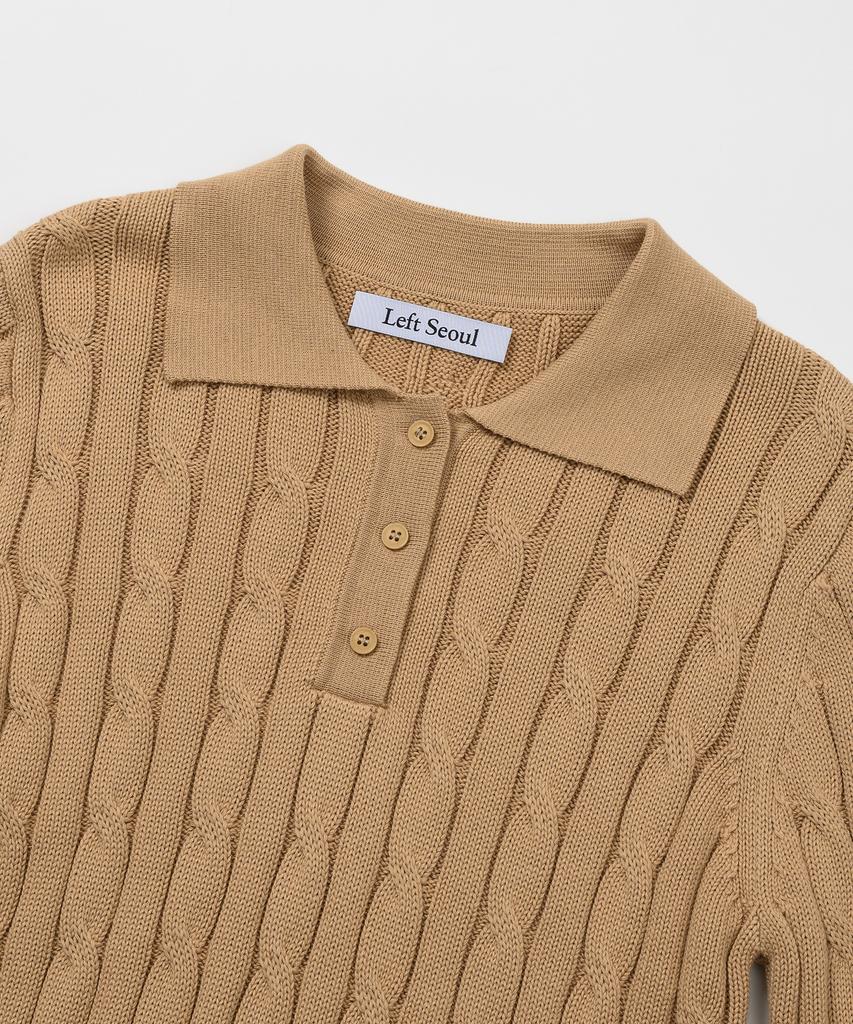 LEFTSEOUL Screw Collar Knit [Beige]