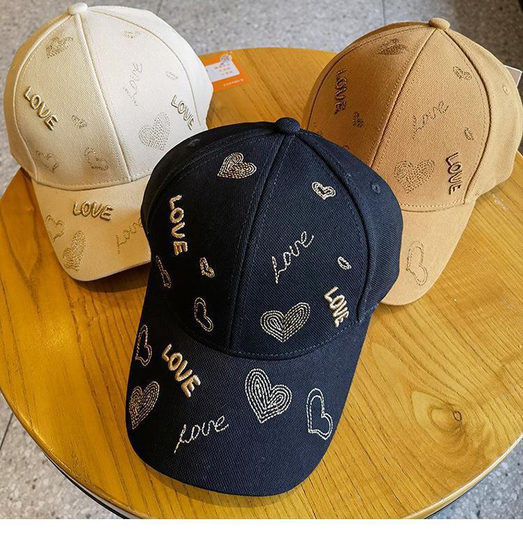 New Baseball Cap Women Ins Versatile Embroidery Love Love Spring and Summer Cap Men's Big Head Circumference Hat