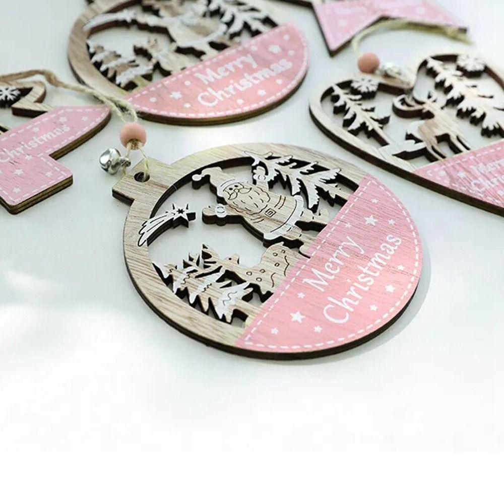 Wooden Xmas Tree Pendant Pentagrams Santa Claus Ornament Christmas Hanging Ornament Weddings