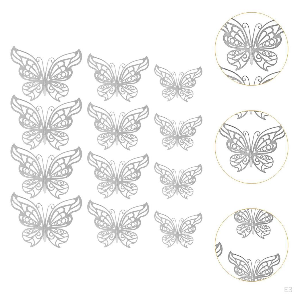 12 Count 3D Hollow Butterfly Wall Stickers for Event Decoration in Multiple Sizes