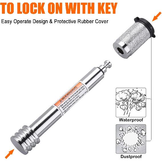 CZC AUTO Trailer Hitch Lock 5/8" Dia, Locking Hitch Pin 4" Super Extra Long Chrome Coated Hitch Pin With Keys For Class III IV To Hitch Bike Rack