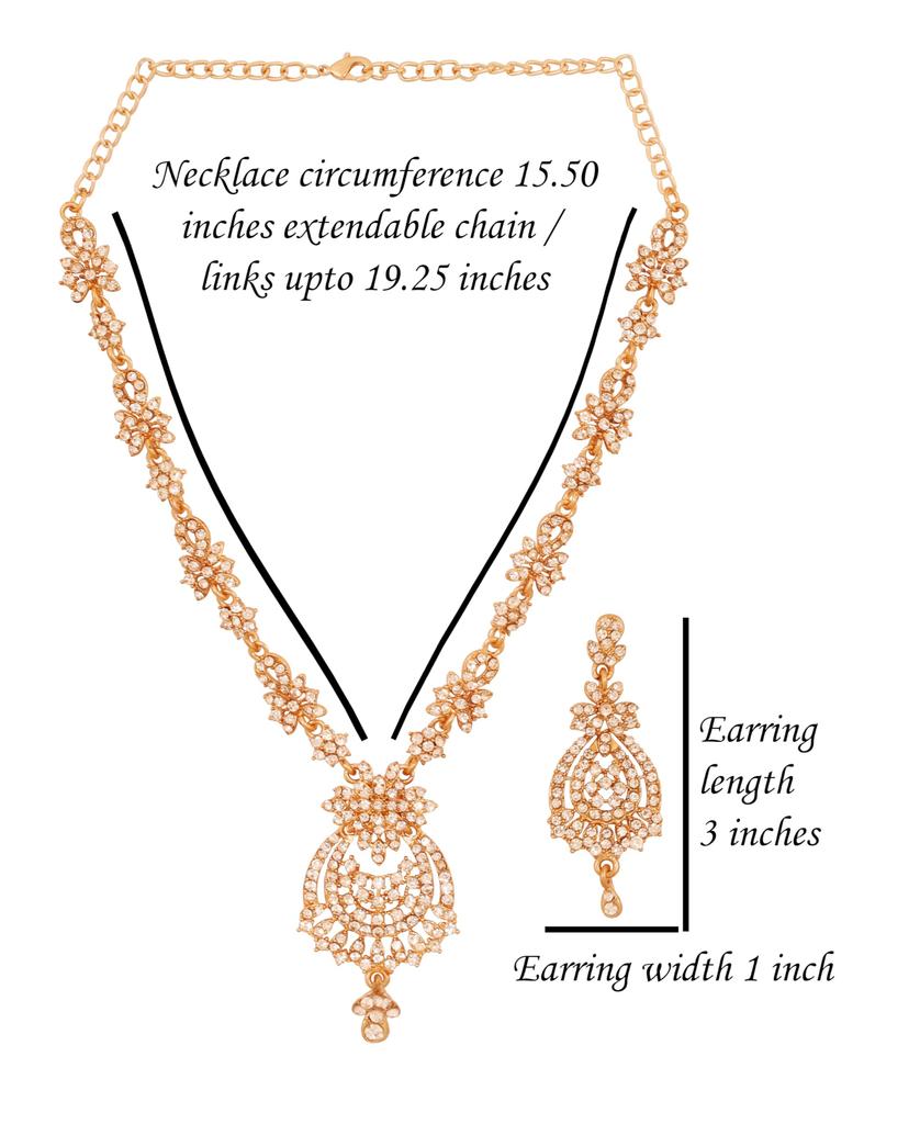 Touchstone Indian Bollywood Gorgeous Intricate Craftsmanship Sparkling Rhinestone Crystal Wedding Designer Jewelry Necklace Set Gold or Silver Tone