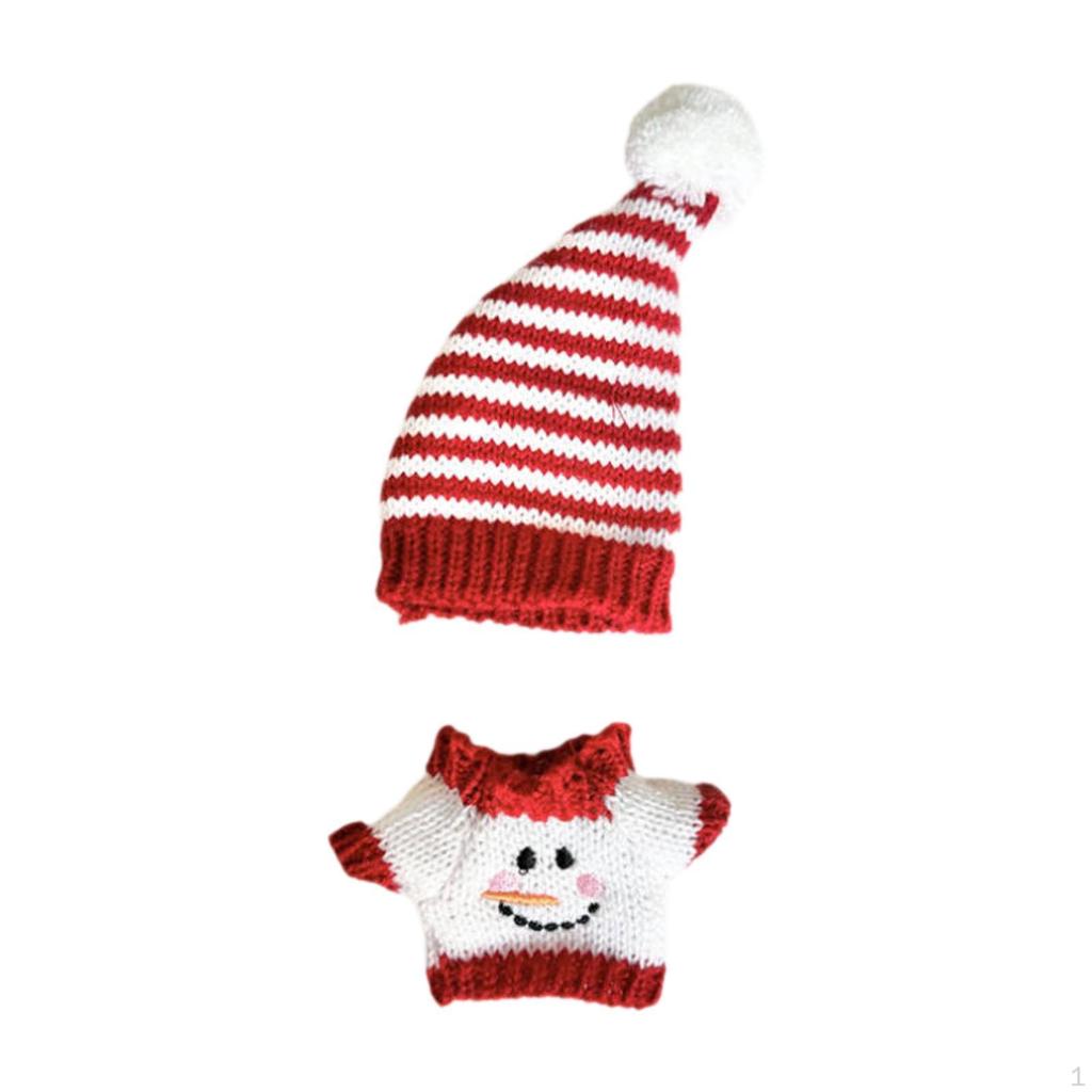Plush Doll Pullover Top Dress Up Christmas Snowman Outfit Keychain Clothes Set for 6.69''