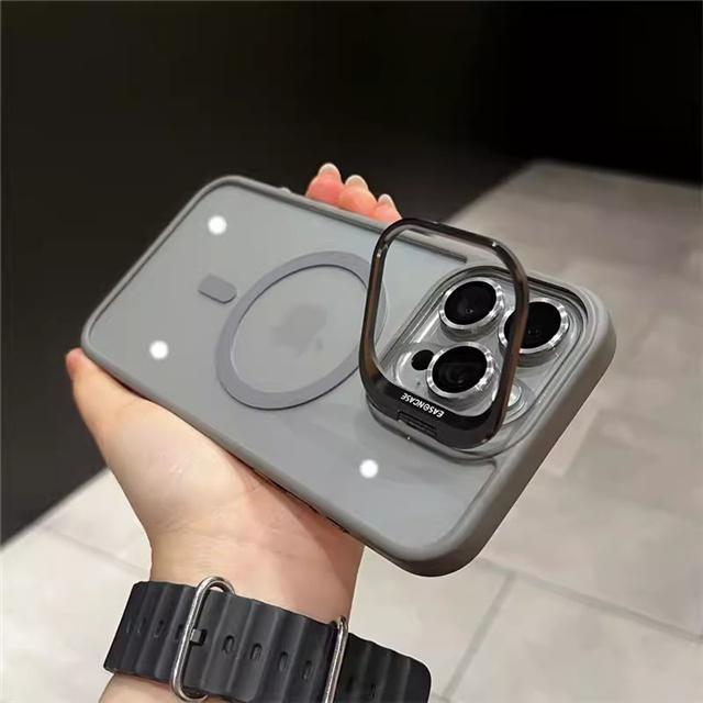 For iPhone 16 Pro Max Luxury Magsafe Magnetic Lens Holder Stand Phone Case For iPhone 11 12 13 14 15 Plus 16E Protective Cover
