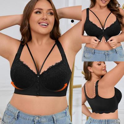Oversized Women's Lace Button-down Underwear with Adjustable Straps