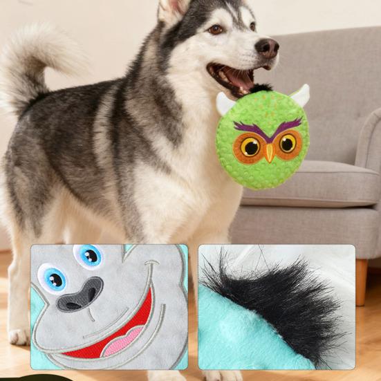 Tier-Flugscheibe Hund Interaktives Spielzeug Quietschendes Plüschtier Kuh Fuchs Eule Affe Welpe Zahnungsreinigungsspielzeug Haustier Bissfestes Langeweile-Anreicherungspielzeug