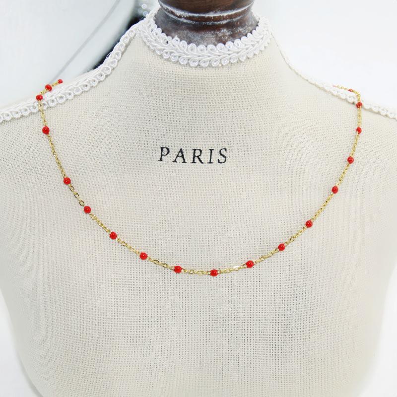 Edelstahl Tropföl Perlen-Kugelketten-Halskette – Nicht verblassend, Farberhaltend, Handgemachter DIY-Schmuck