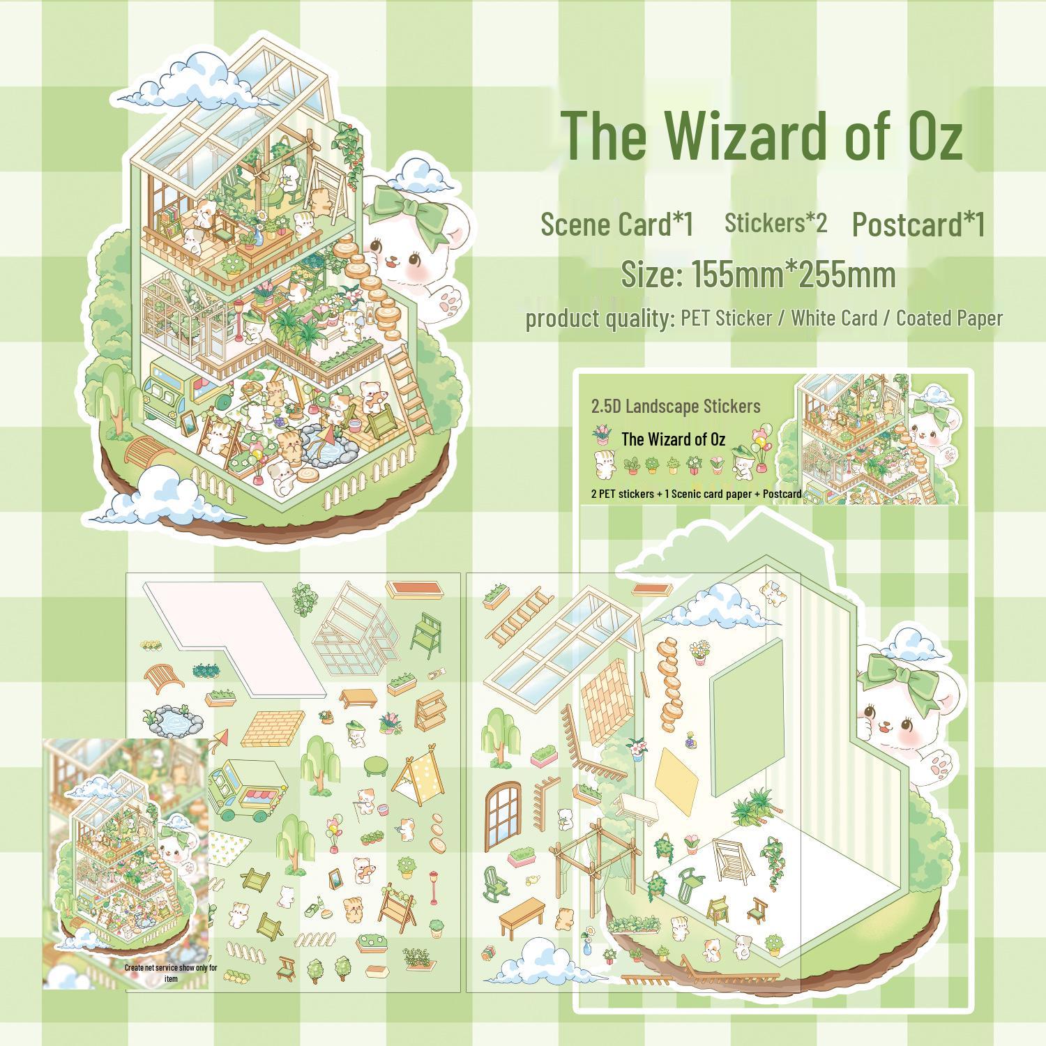 

Zaomao Green Wonderland 3D Cottage Miniature Scene Decorative Stickers