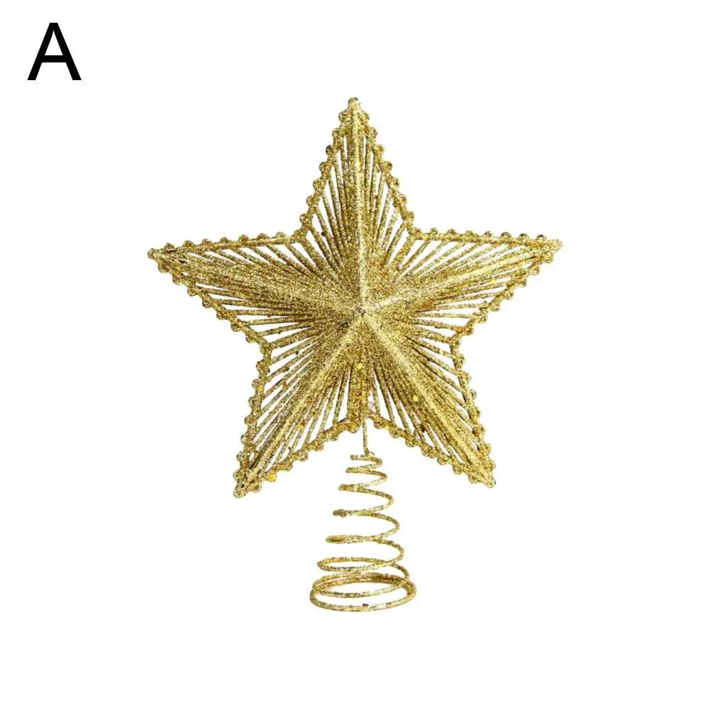 

25cm Red Glitter Christmas Tree Topper Star Ornament For Xmas Home Decor Navidad Noel New Year 2025 Five-pointed Star Decor L9I0