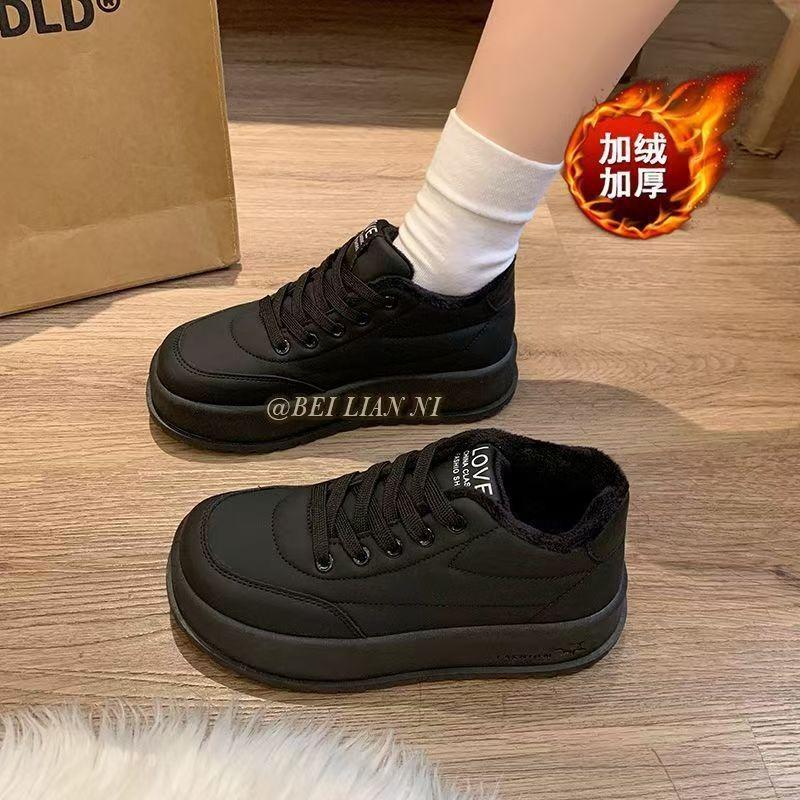 Fleece board shoes women's platform bread shoes, winter cotton shoes warm fleece thickened shoes women's cotton shoes