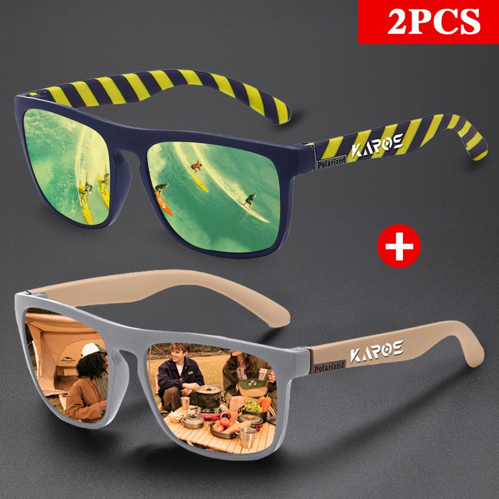 Karos 2Pcs Fashion Vintage Square Sunglasses Men Women Brand Designer Sun Glasses Uv400 Driving Fishing Eyewear