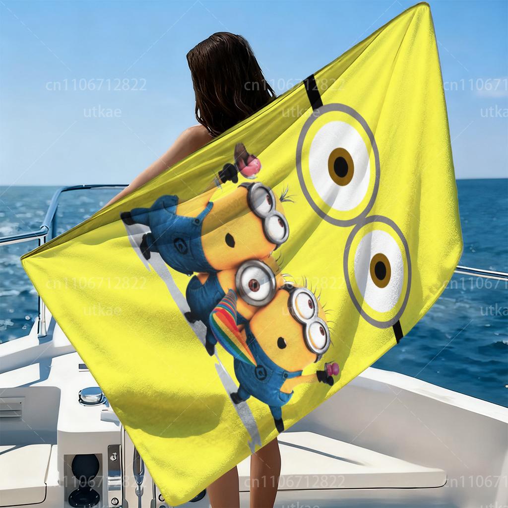 Minions Cartoon Microfiber Beach Towel Quick Dry Absorbent Towel for Pool Beach Surfing Camping Yoga
