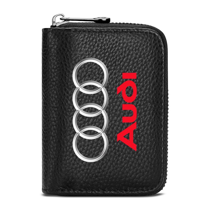 Leather Car Driver's License ID Card Bank Card Wallet Car Styling For Audi TT Q3 Q5 Q7 Q8 B5 B6 B7 B8 B9 Q7 8P 8V 8L A3 A4 A5 A6 A7 A8 8L R8