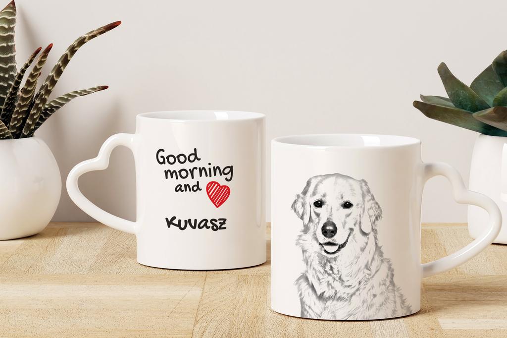 Kuvasz - cup with a dog, adorable cup with a heart-shaped handle, universal gift from the Art-Dog brand