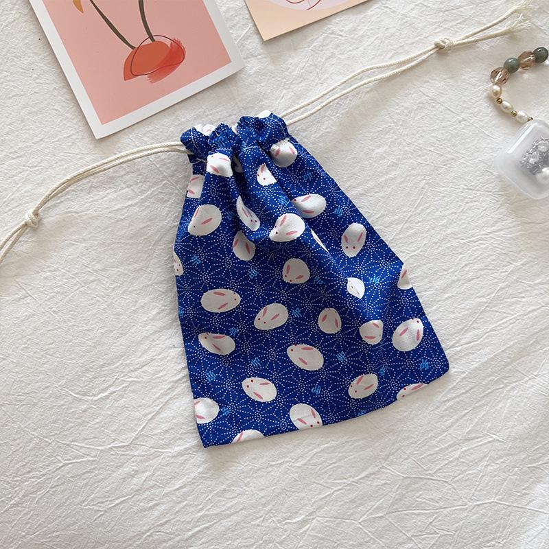 Floral Mini Cotton Drawstring Pouch for Jewelry, Cosmetics, & Lipstick - Dustproof & Cute