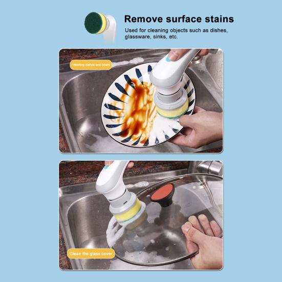 Electric Rotary Cleaning Brush Rechargeable Design Powerful Motor Cleaning Brush with 3 Brush Heads Cordless Stain Removal Brush