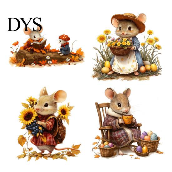 Creative Soft Decoration Gifts Mouse Wall Stickers, Waterproof PVC Autumn Retro Fairy Tale Decals, Removable Peel Versatile Home Embellishments