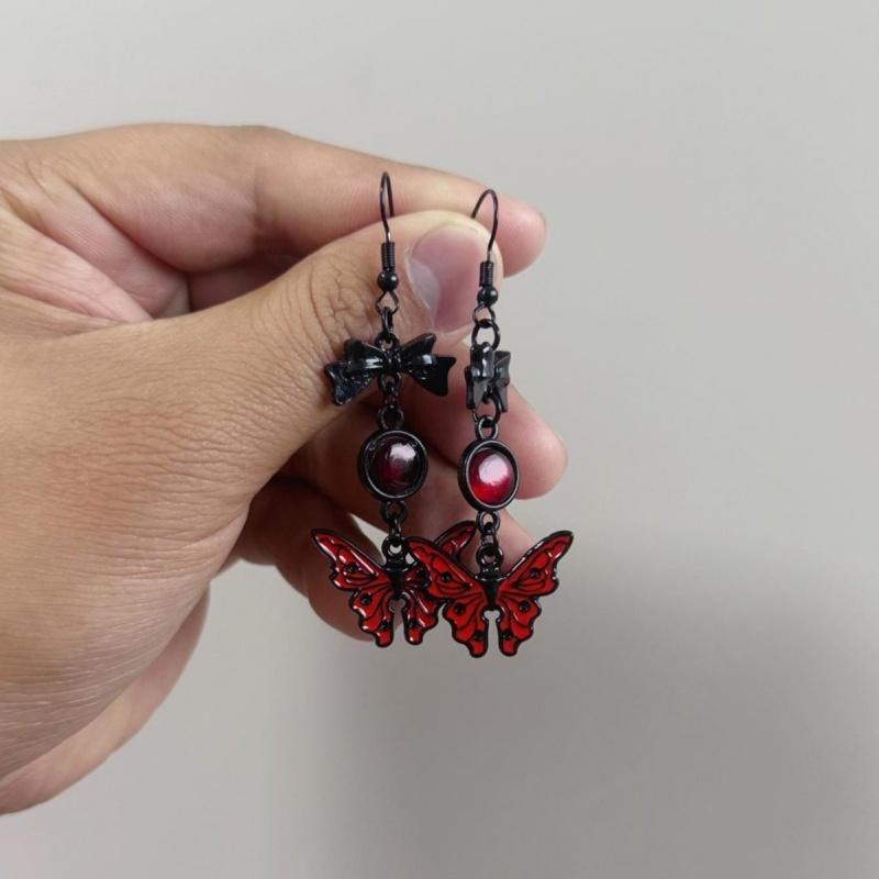 

Dark Gothic Lolita Vintage Drop Earrings For Women Butterfly Earring Punk Goth Halloween Masquerade Zircon