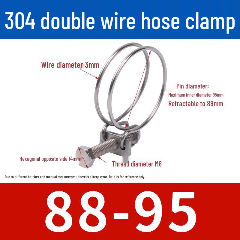 Doppeldraht-Schlauchschelle aus Edelstahl für Feuer-, Wasser-, Gasleitungen - Verdickt