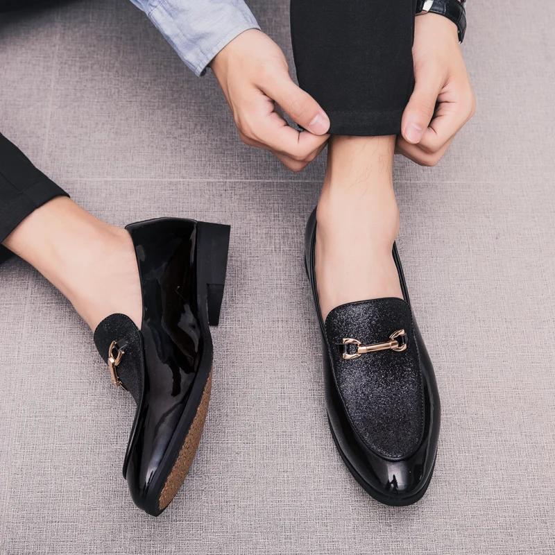 Fashion Fashion Pointed Toe Business Dress Shoes Men Loafers Leather Oxford Shoes for Men Formal Mariage Slip On Wedding Party Shoes K3