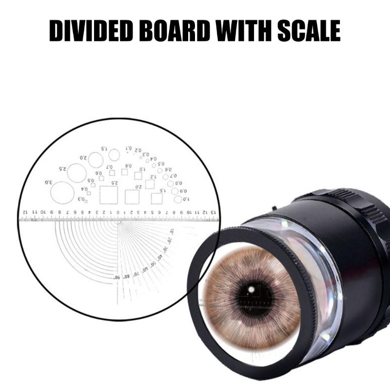 Portable Cylinder Magnifier with Rule  & LED Light Small  Magnifying Glass Metal & Glass for Students Teachers Jewelers