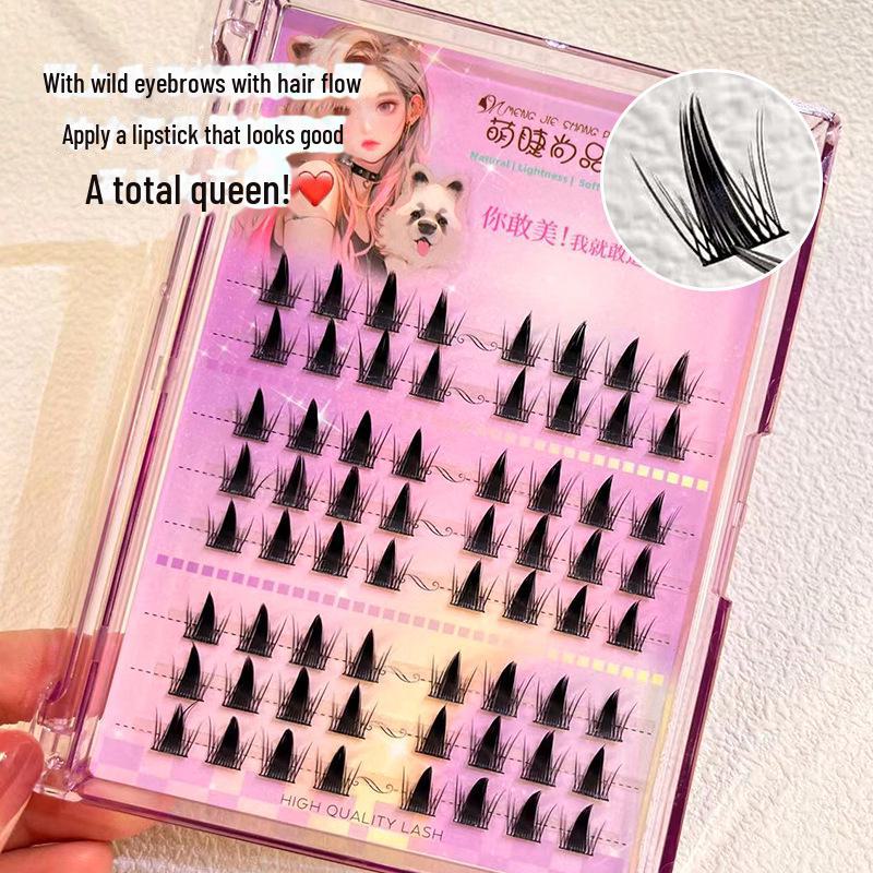 Faux cils Menglash Naughty Elf – Style Barbie de dessin animé, aspect naturel, conception segmentée en grappe unique épaisse.