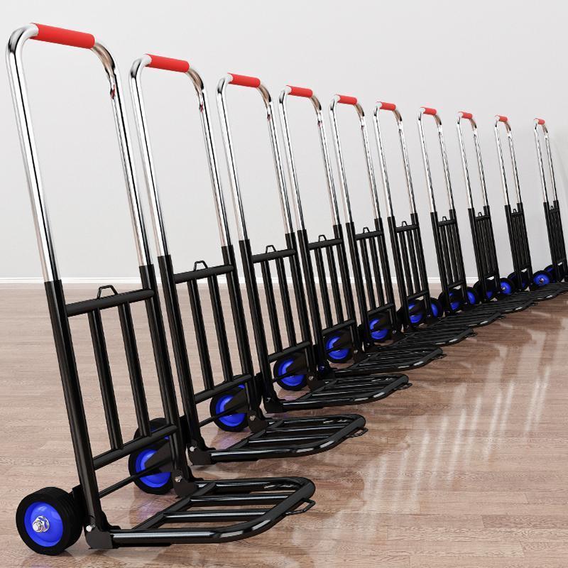 Carrito de Compras Plegable Portátil para Uso Doméstico - Carrito de Equipaje de Acero al Carbono Tirado a Mano para Comestibles