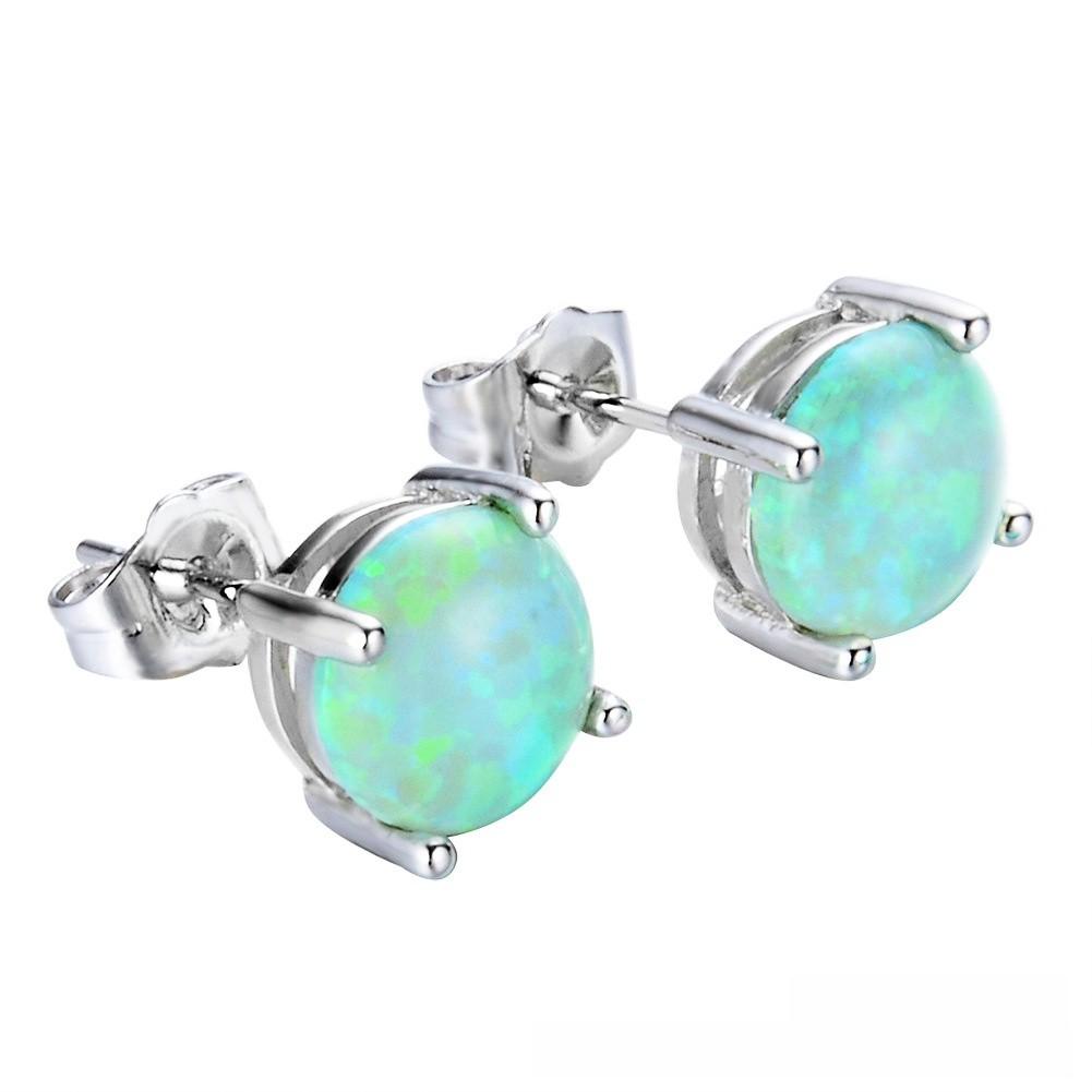 Opal Schmuck Geometrische Sterling Silber Stecker Ohrringe Für Modebewusste Frauen