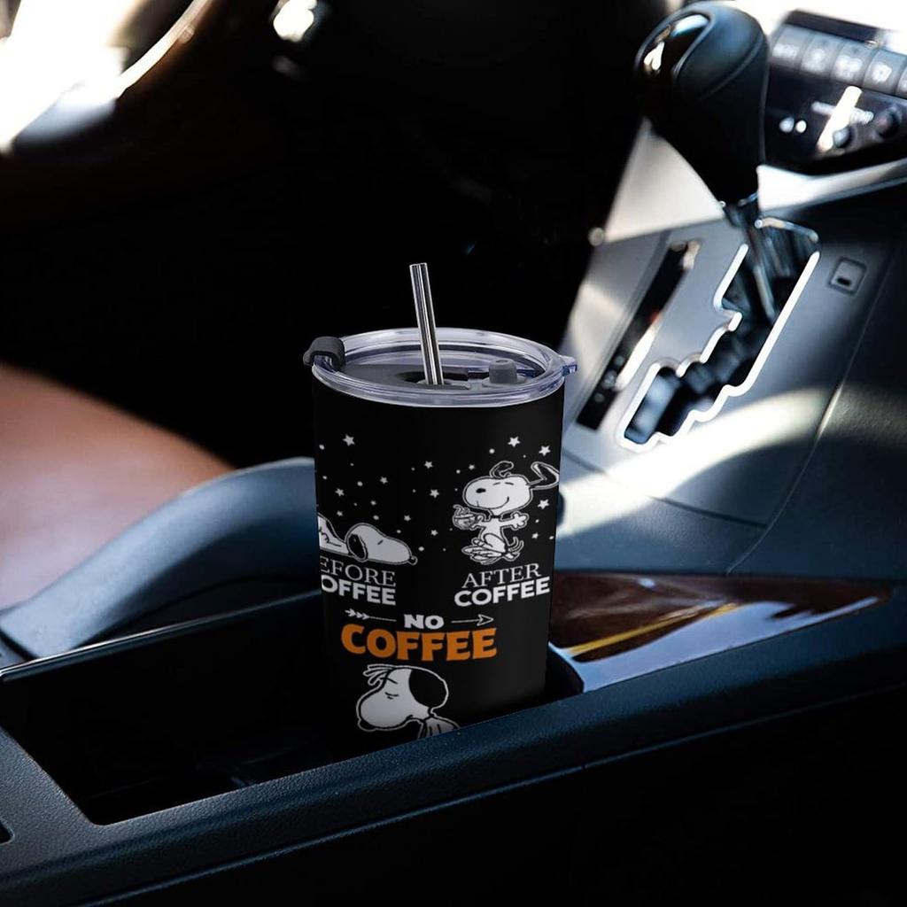 Snoopy Tumbler Mug Coffee Cup Convenience Store Cup Cold Insulation Water Bottle Direct Drinking Stainless Steel with Lid Portable Straw Character