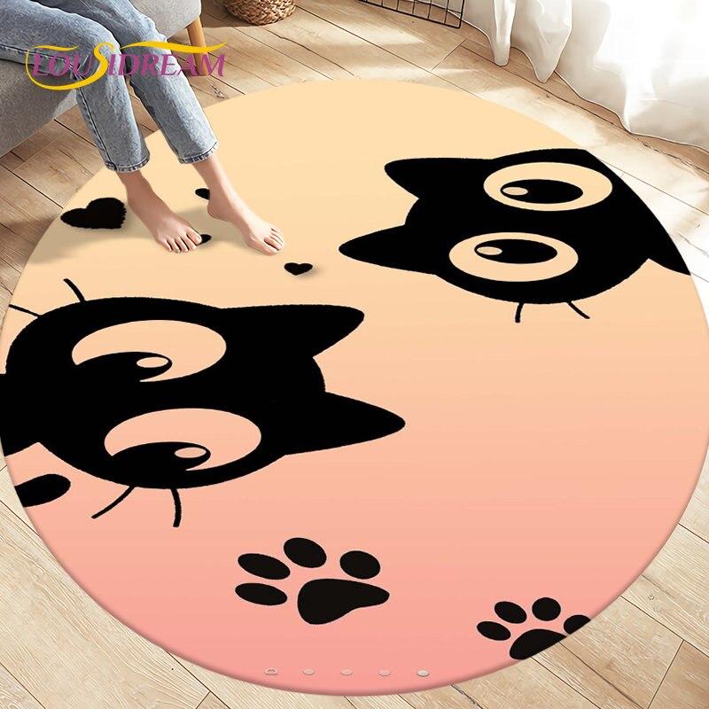 3D Cartoon Cute Cat Area Rug,Round Carpet Rug for Living Room BedRoom Sofa Chair,Kids Play Crawl Soft Non-slip Floor Mat Gift