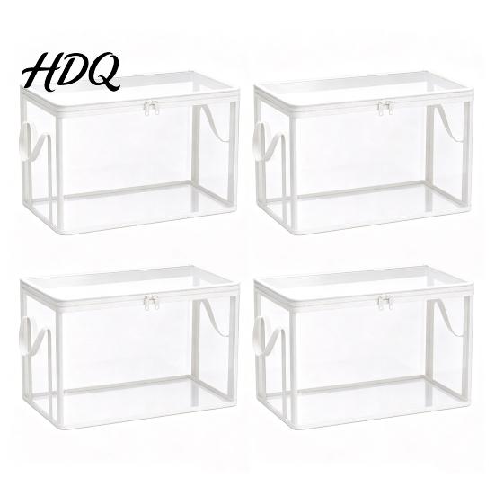 Portable Storage Bags Clear Clothes Bag with Lid And Reinforced Handles Moving Transparent Organizers Bags Waterproof Bedding Dorm Organizer