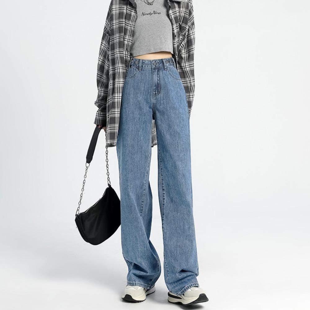 Design wide-leg jeans women's 2025 autumn and winter new high-waisted loose straight drape pants