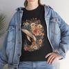 Broderad T-shirt med Månvalar - Boho Blommig T-shirt för Frisinnade Naturälskare