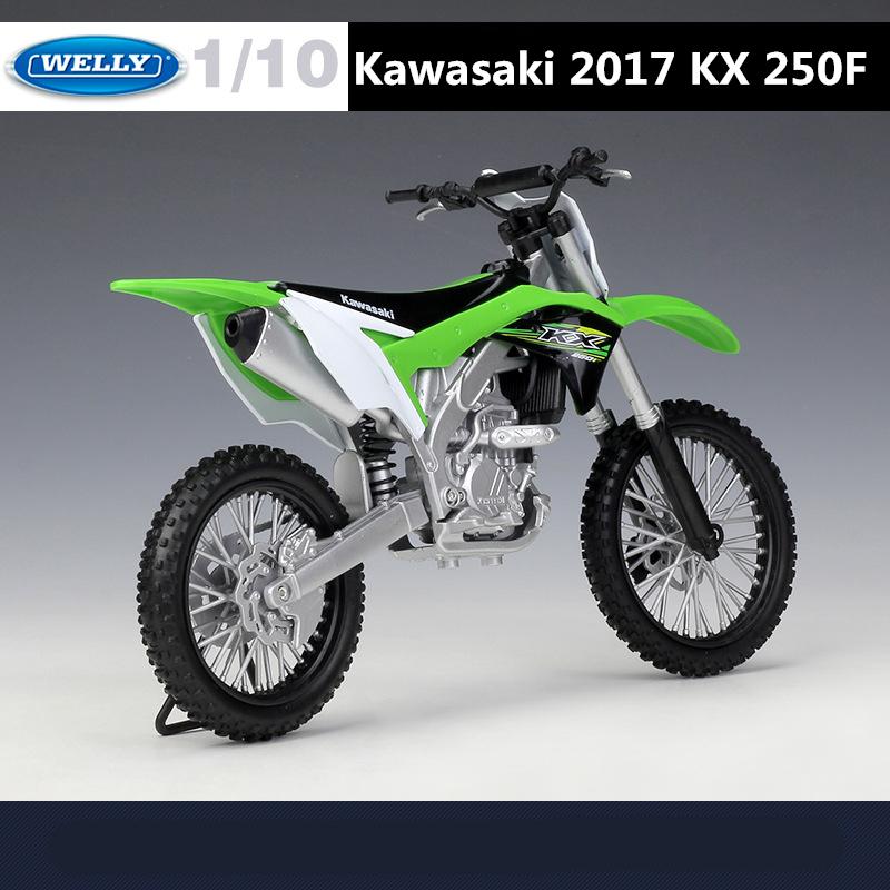 Welly 1/10 Kawasaki 2017 KX 250F Alloy Motorcycle Model High Simulation Diecast Metal Motorcycle Model Collection Children Gifts