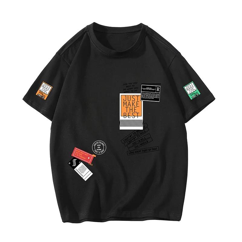 Men's Cotton T-shirts White Men's Oversized T-Shirt Summer Casual Wear Letter Print Tee Shirts for Men 5XL Male Clothes