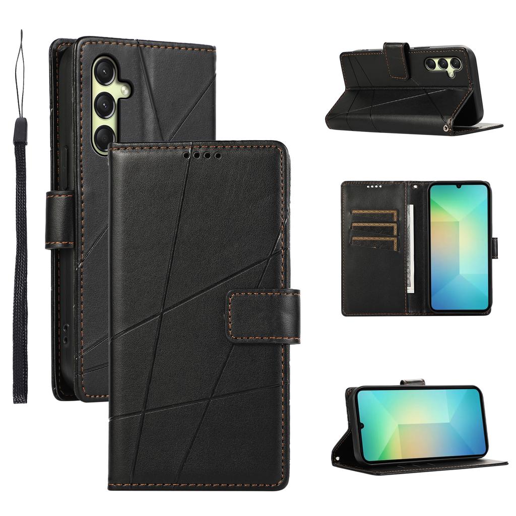 DF-06 Handyhülle für Samsung Galaxy A36 5G mit Linienprägung Leder Wallet Cover
