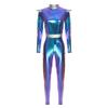 Women's Halloween Space Cadet Costume Long Sleeves Jumpsuit Dance Unitard for Rave Party