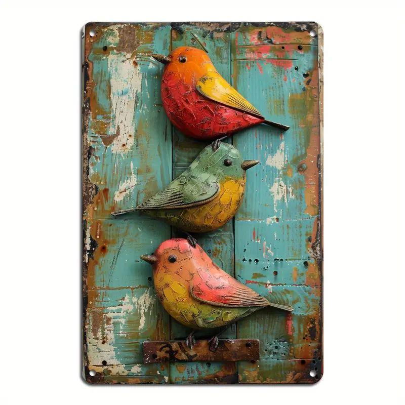 Metal Tin Poster Pastoral Birds Metal Tin Signs Posters Plate Wall Decor for Bars Restaurant Cafe Clubs Retro Posters Plaque