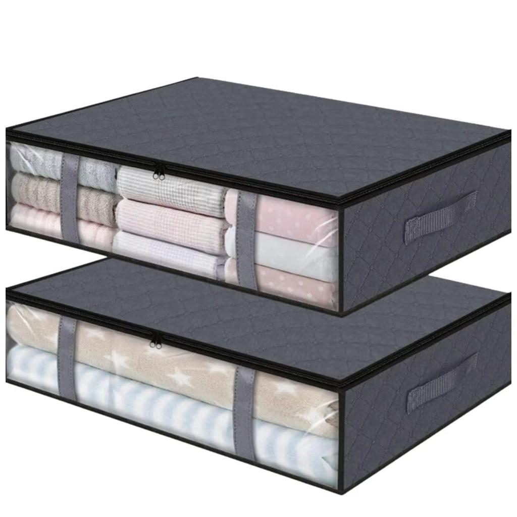 Foldable Bed Storage Container With A Transparent Window And A Lrge Capacity Bed Undergarments Storage Box Clothing Storage Bag