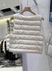 Women's Lightweight V-Neck Ribbed Down Vest for Autumn/Winter, Versatile Short Design.