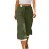 Women's Fashionable Wide-Leg Beach Cropped Pants, Loose-Fit Casual Pants