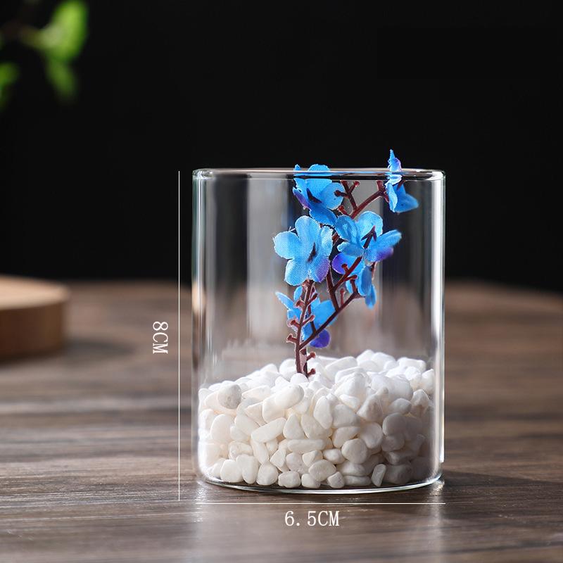 

Cylinder Flower Vase Transparent Glass Vase Hydroponic Plant Vase Nordic Flower Vase Home Living Room Table Decoration Gift