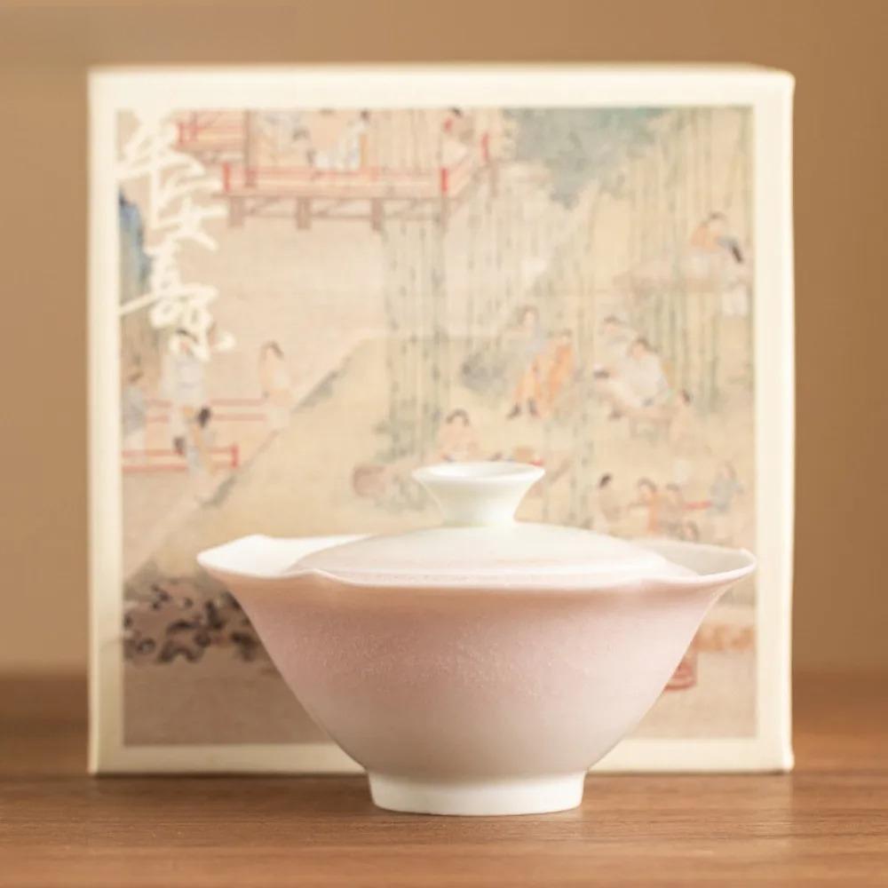 70ml Kiln Fambe Glaze Handmade Cover Bowl Chinese Style High-end Hat Gaiwan Ancient Tea Tureen Tea Maker Tea Items Decoration