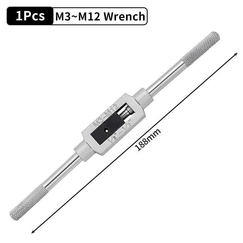 Adjustable M3-M12 T-Handle Ratchet Tap Holder Wrench Tap Wrench Drill Set Hand Tapping Tools Screw Thread Tap Drill Bit