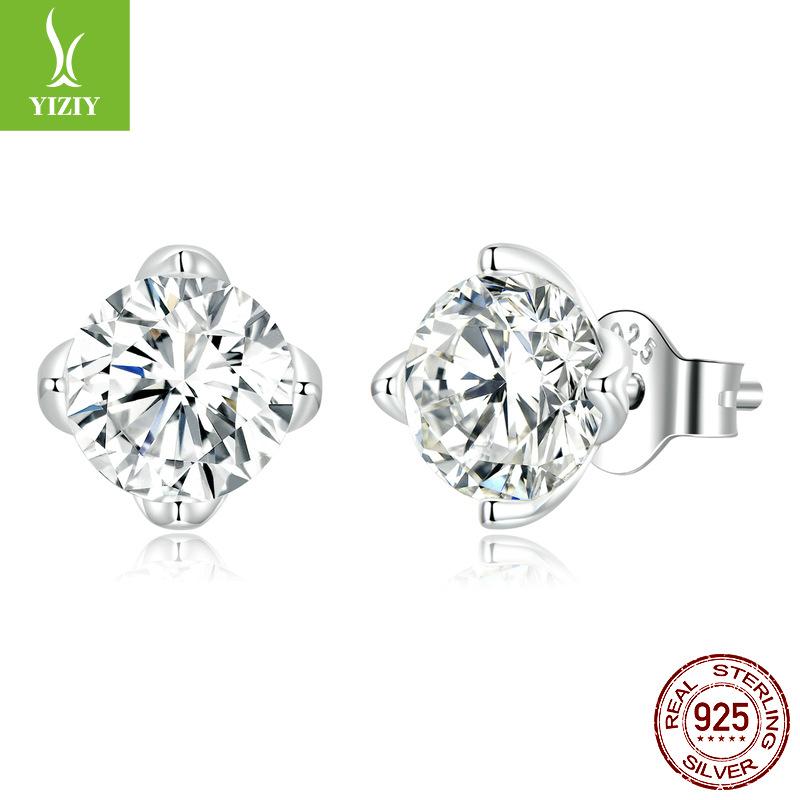 Platinum Plated With Certificate Moissanite Stacked Earrings, Fresh Niche 925 Tremella Jewelry