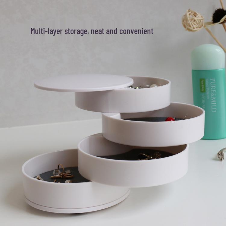 Schmuck- und Haaraccessoire-Box im nordischen Stil, drehbar, Samt, staubdicht