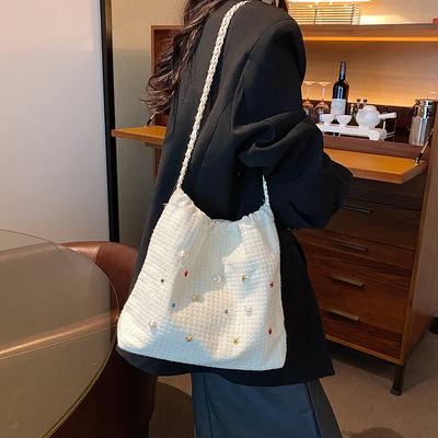 Große Kapazität Tasche Damen Neu Beliebt Sommer Vielseitig Kette Schultertasche Stofftasche Textur Eimer Tasche